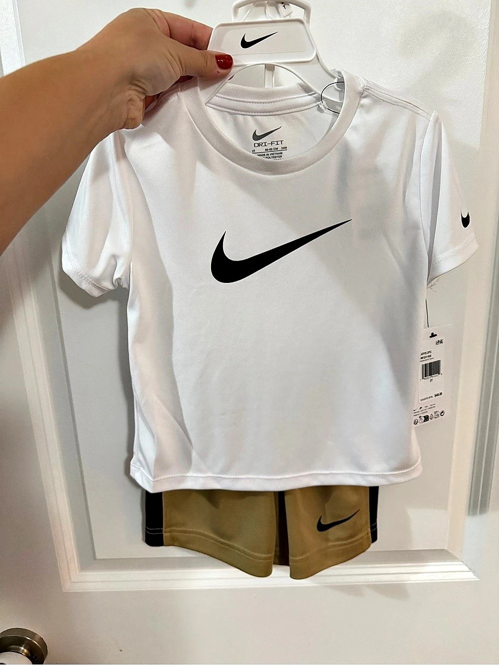 Nike Toddler Dri-FIT T-Shirt and Shorts 2-Piece Set White & Brown 2T